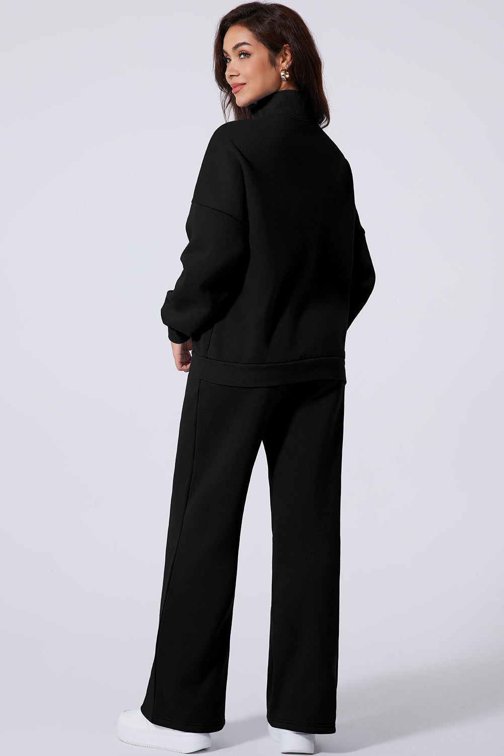 Clearly Aqua Drop Shoulder Zip Up Jacket Drawstring Pants Active 2pcs Set