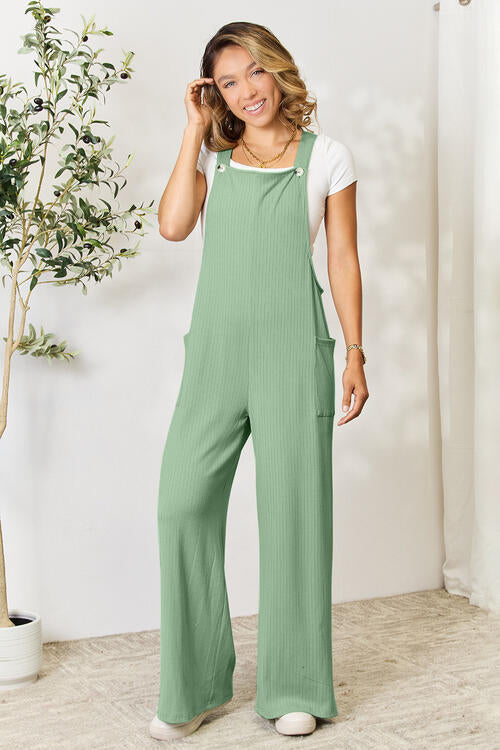 Double Take Full Size Wide Strap Overall with Pockets-4