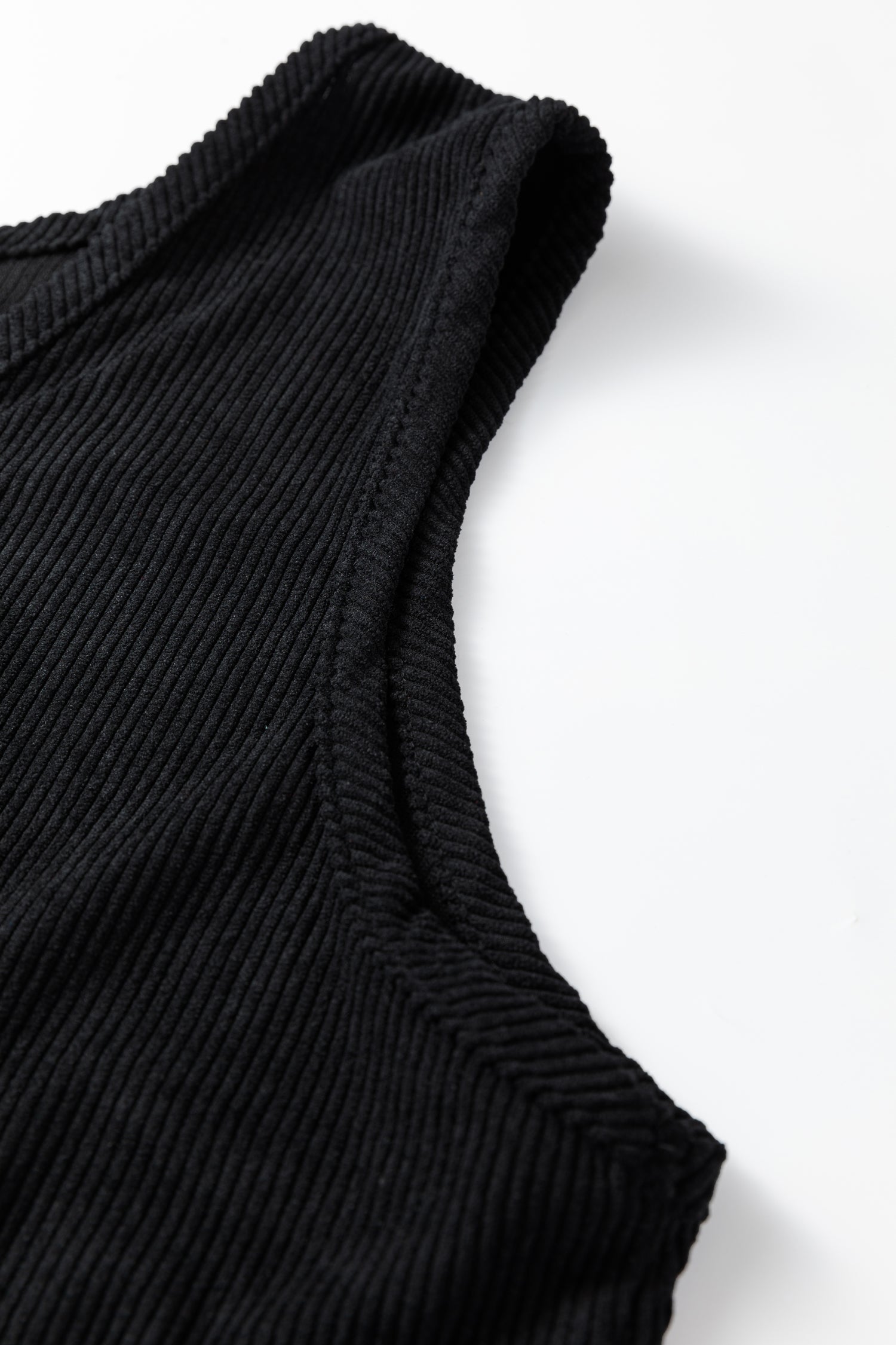 Black Plus Size Corduroy Patch Pocket Sleeveless Mini Dress